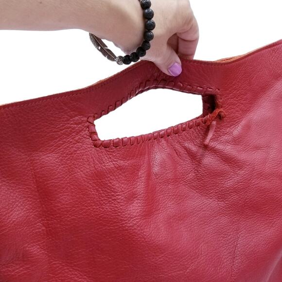 Jennifer Haley Day Shopper Red Leather Handbag Crossbody - Large - Picture 6 of 12